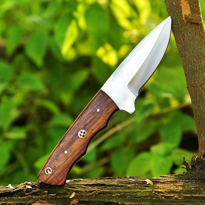 FH TRADERS Handmade Fixed Blade Hunting Knife - 8 Inches Stainless Steel Razor Sharp Blade Full Tang Bushcraft Knives with Premium Leather Sheath. Used For Outdoor Camping, Hiking, Skining Knife, Forged Tracker. - Image 4